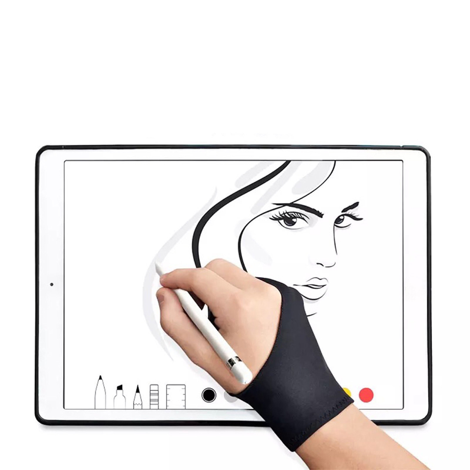 Drawing Glove Two Finger Artist - 2Pcs Anti-Fouling Drawing Gloves Two Finger