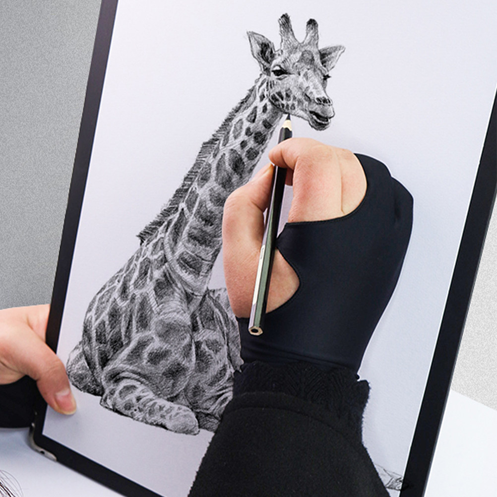 Drawing Glove Two Finger Artist - 3Pcs Artist Drawing Gloves Two-Finger Anti-Fouling