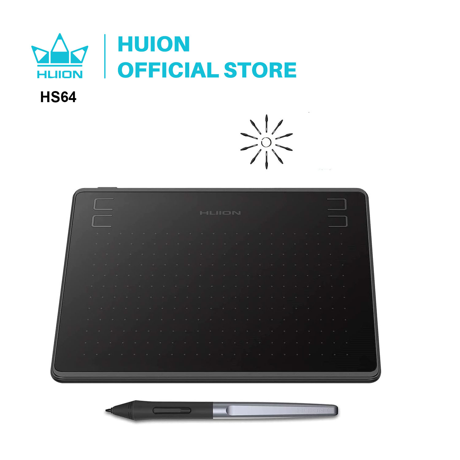 Drawing Tablet Battery Free Stylus - HUION HS64 6x4 Inches Graphic Drawing