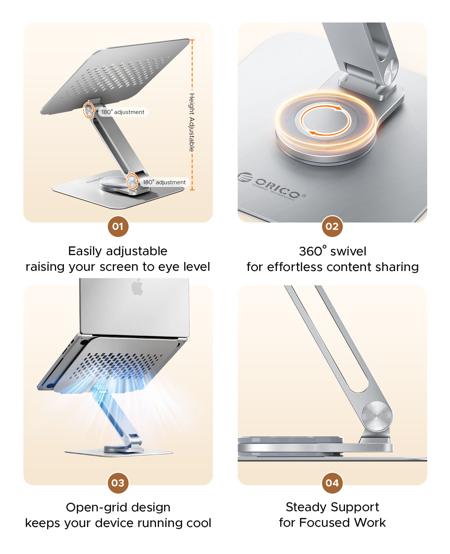 ORICO 360° Adjustable Notebook - Tablet Stand Adjustable Aluminum review and price