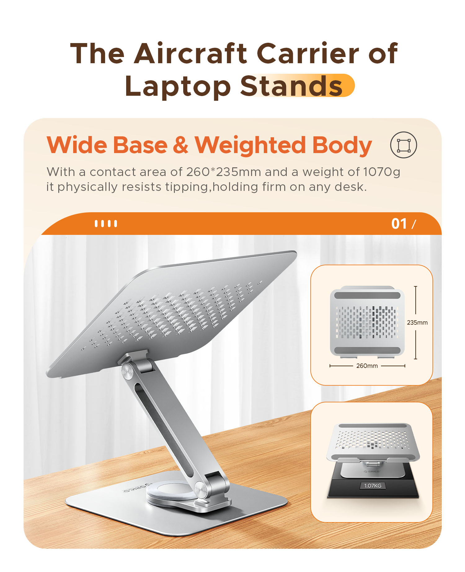ORICO 360° Adjustable Notebook - Tablet Stand Adjustable Aluminum review and price